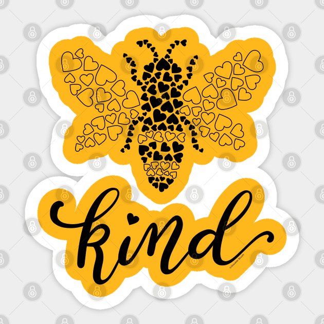 Bee Kind Be Kind Bee Graphic Love Hearts Kindness Sticker by DoubleBrush